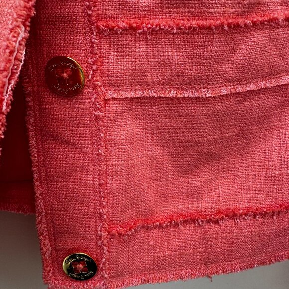 Lilly Pulitzer Pink Coral Tweed Fitted Office Siren Button Blazer Jacket XS - Picture 4 of 8
